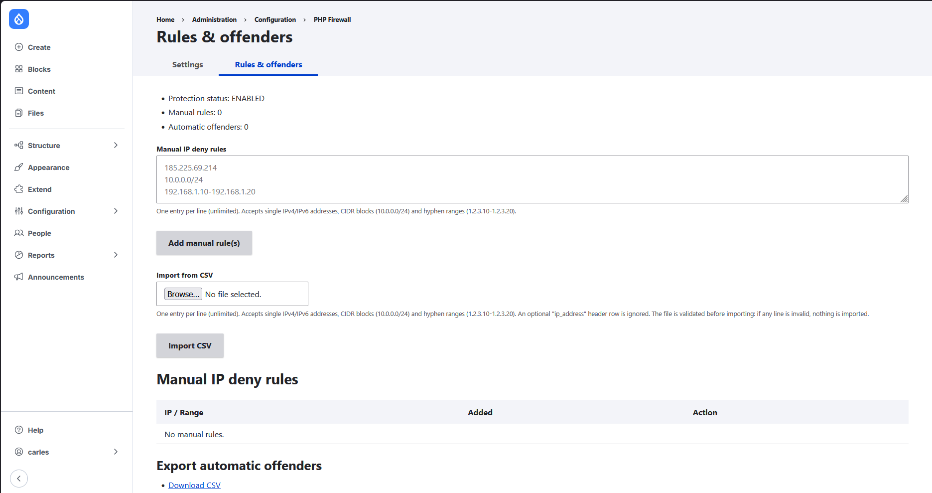Drupal PHP Firewall