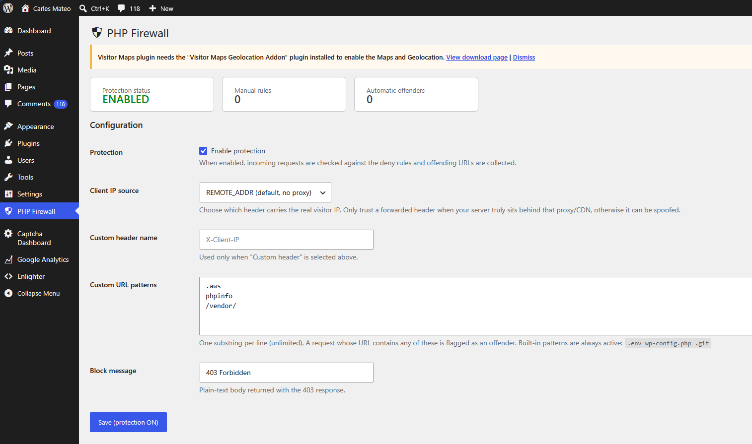 WordPress PHP Firewall