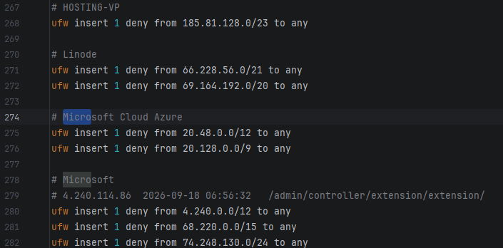 Firewall rules to block Cloud Providers