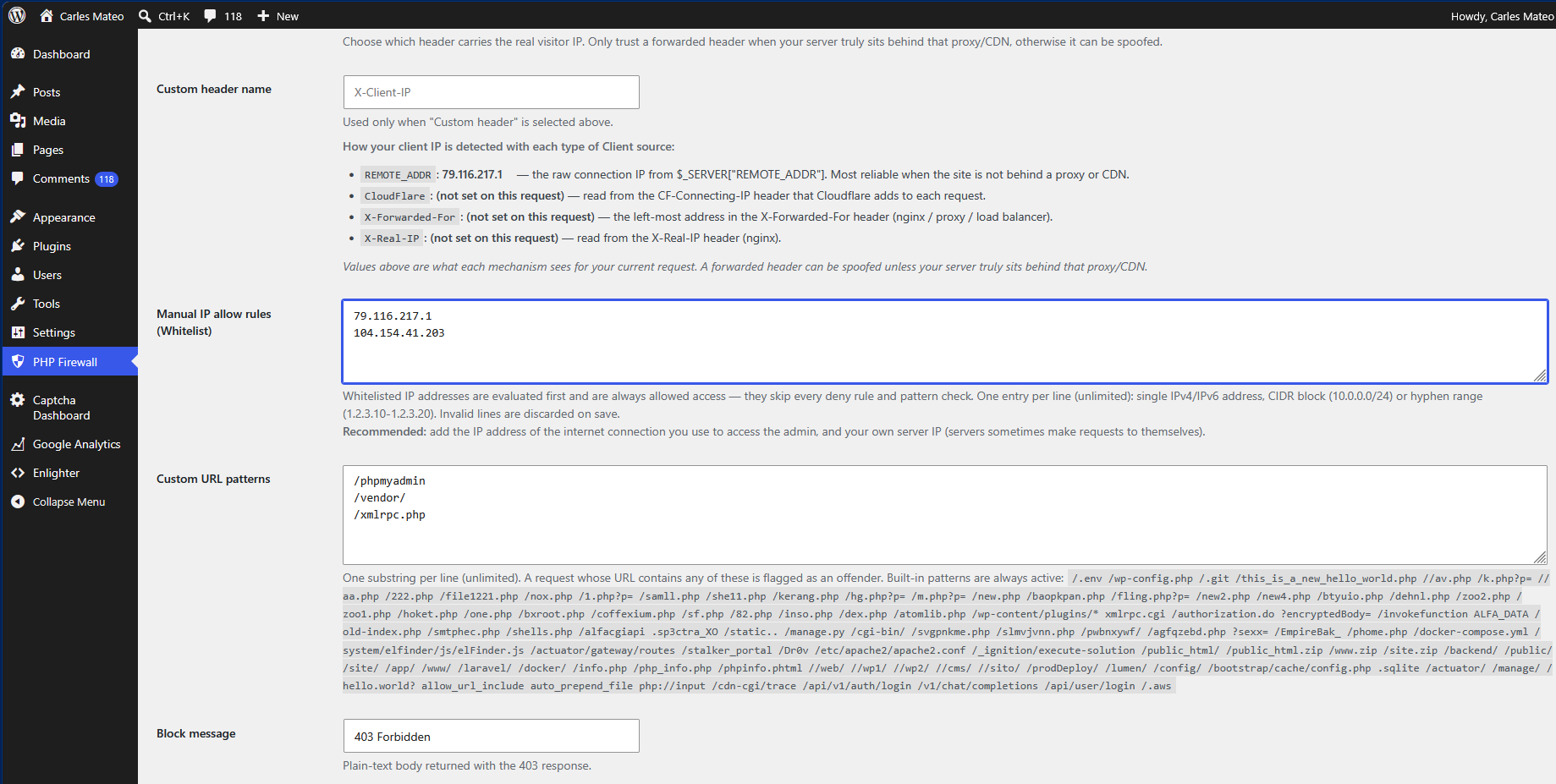 WordPress PHP Firewall